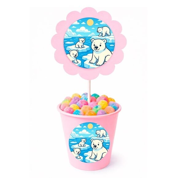 Centro de Mesa Flor Personalizado Ursos Polares