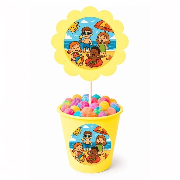 Centro de Mesa Flor Personalizado Verão Divertido