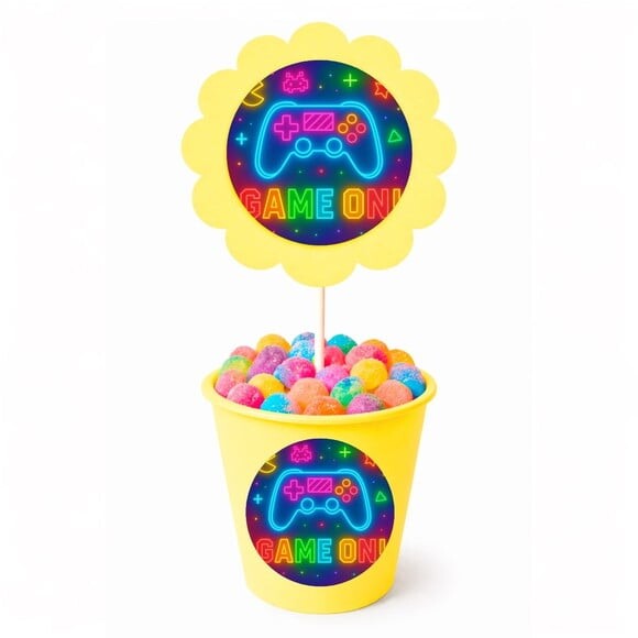 Centro de Mesa Flor Personalizado Video Game Neon