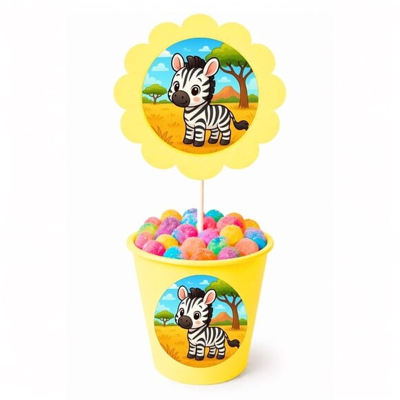 Centro de Mesa Flor Personalizado Zebra Baby