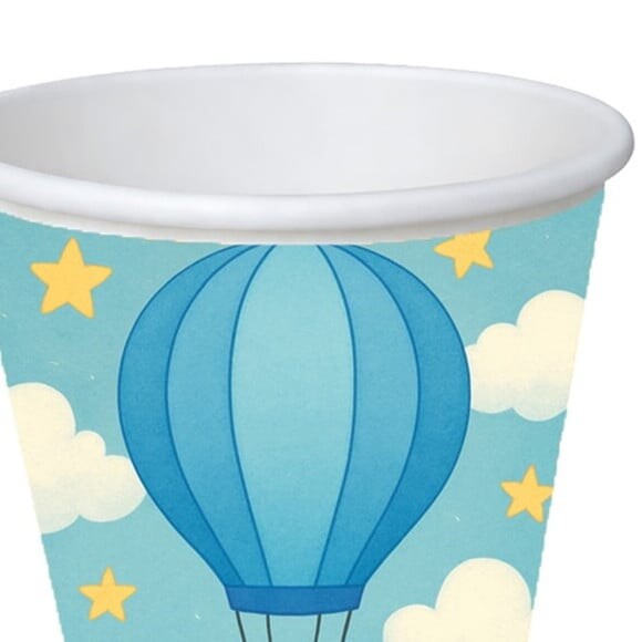 Copo de Papel Aniversário Festa Balão de Ar Azul