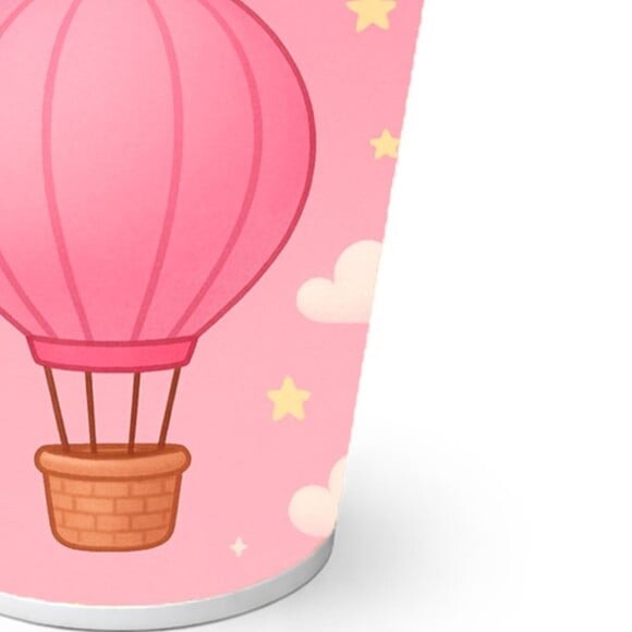 Copo de Papel Aniversário Festa Balão de Ar Rosa