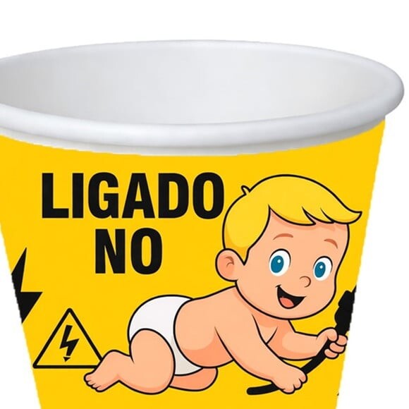 Copo de Papel Aniversário Festa Bebê Ligado no 220v