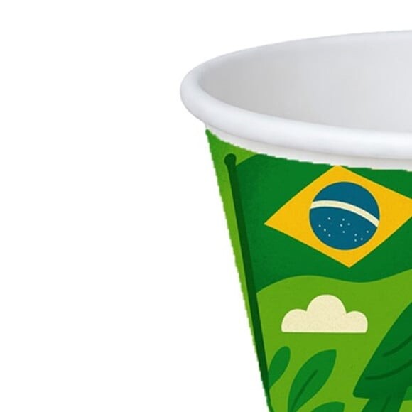 Copo de Papel Aniversário Festa Brasil Verde Amarelo