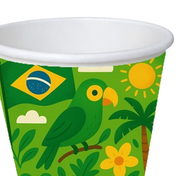 Copo de Papel Aniversário Festa Brasil Verde Amarelo