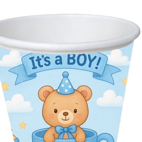Copo de Papel Aniversário Festa Chá de Bebê Menino