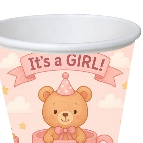 Copo de Papel Aniversário Festa Chá de Bebê Menina