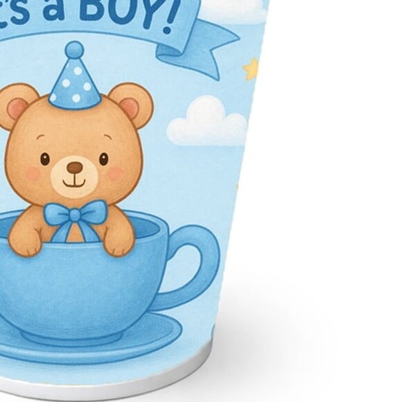 Copo de Papel Aniversário Festa Chá de Bebê Menino