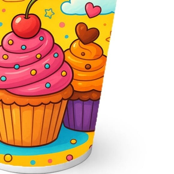 Copo de Papel Aniversário Festa Cupcakes