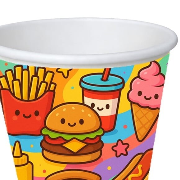 Copo de Papel Aniversário Festa Fast Food