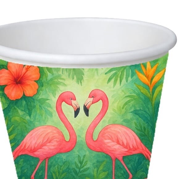 Copo de Papel Aniversário Festa Flamingo Aquarela