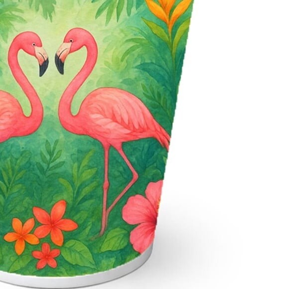 Copo de Papel Aniversário Festa Flamingo Aquarela