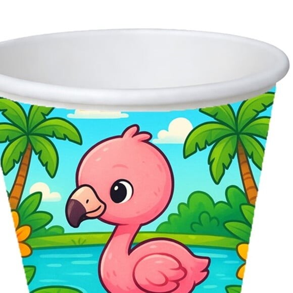 Copo de Papel Aniversário Festa Flamingo Baby