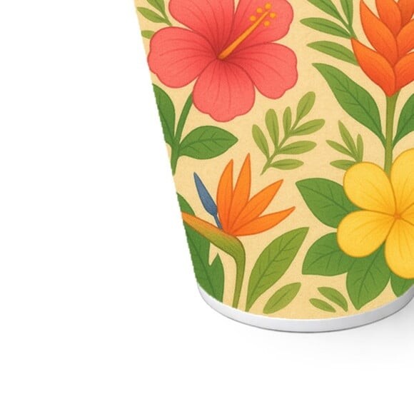 Copo de Papel Aniversário Festa Flores Tropicais