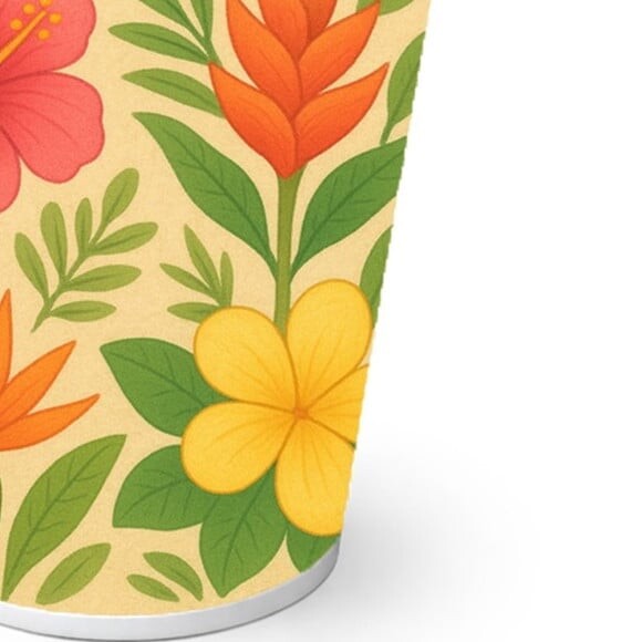 Copo de Papel Aniversário Festa Flores Tropicais
