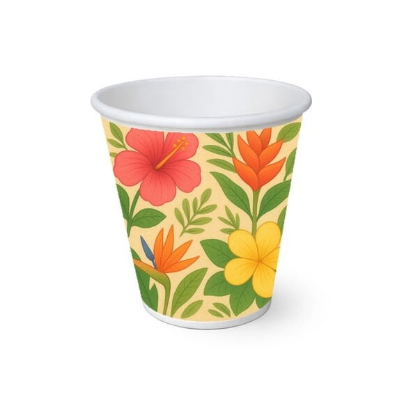 Copo de Papel Aniversário Festa Flores Tropicais