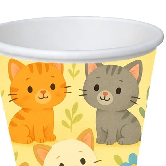 Copo de Papel Aniversário Festa Gatinhos