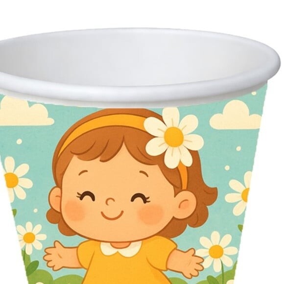 Copo de Papel Aniversário Festa Jardim das Margaridas