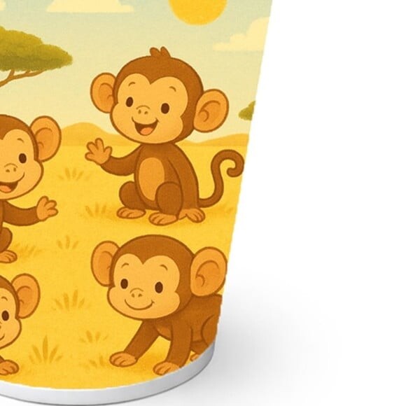 Copo de Papel Aniversário Festa Macaquinhos