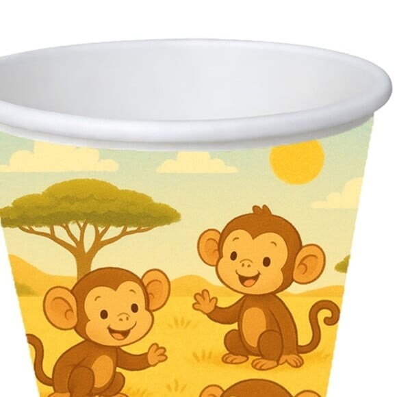 Copo de Papel Aniversário Festa Macaquinhos