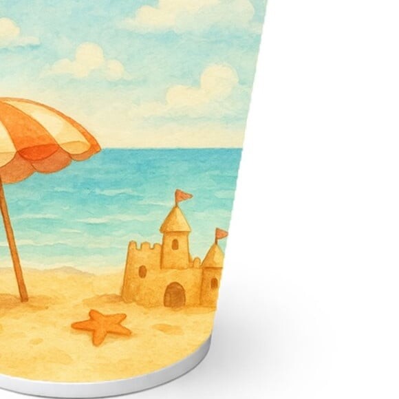 Copo de Papel Aniversário Festa Mar e Praia Aquarela