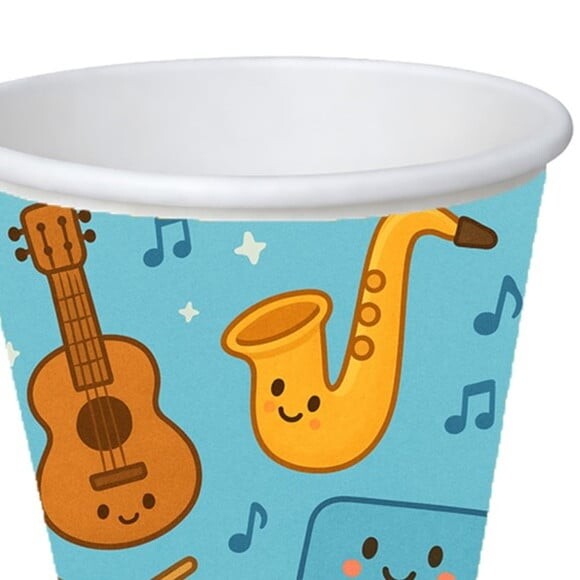 Copo de Papel Aniversário Festa Músicas Instrumentos