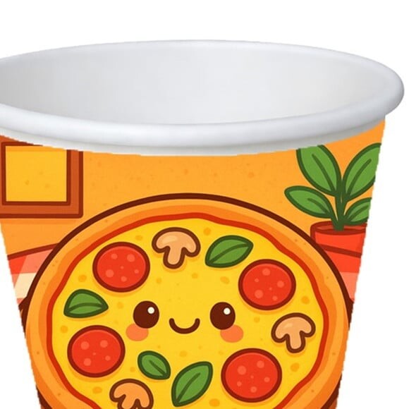Copo de Papel Aniversário Festa Pizza Divertida