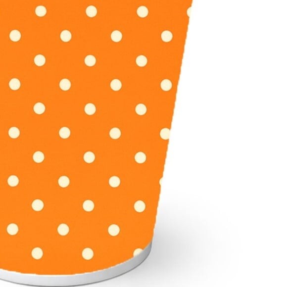 Copo de Papel Aniversário Festa Poá Laranja