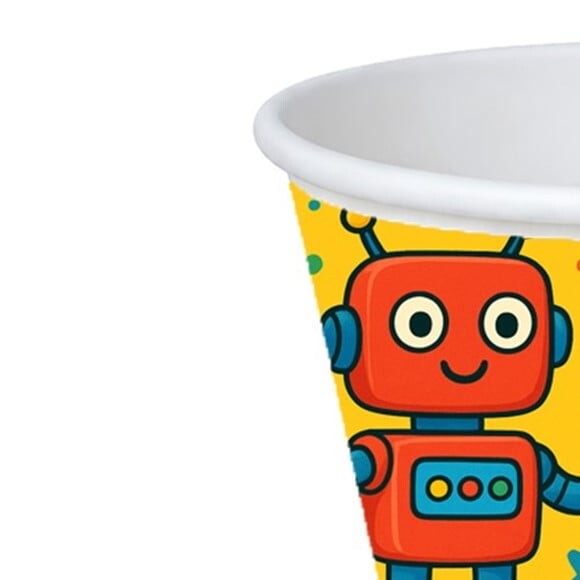 Copo de Papel Aniversário Festa Robôs Divertidos