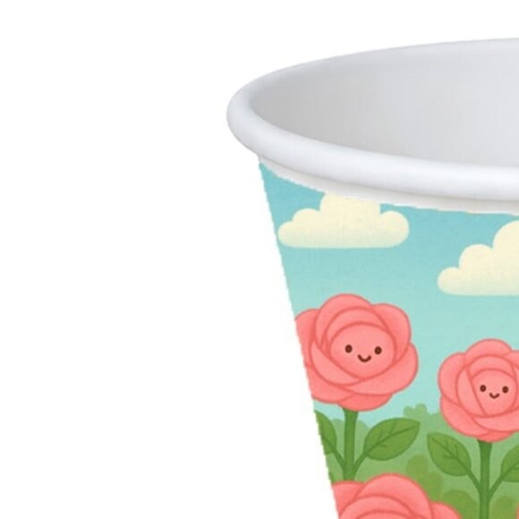 Copo de Papel Aniversário Festa Rosas Fofas