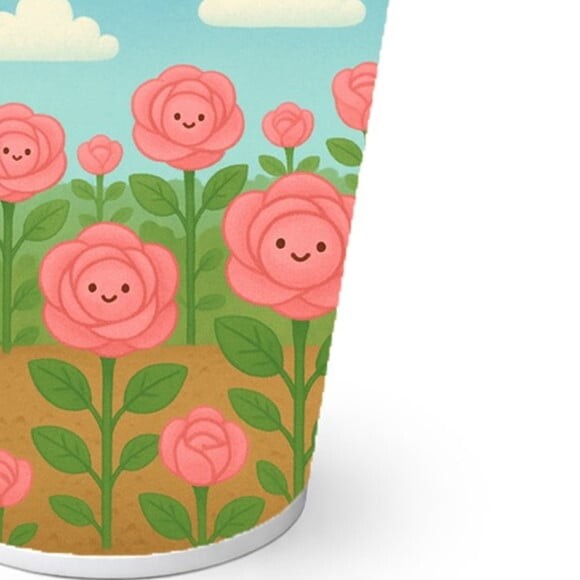 Copo de Papel Aniversário Festa Rosas Fofas