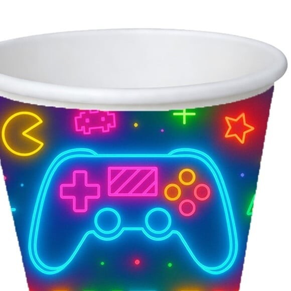 Copo de Papel Aniversário Festa Video Game Neon