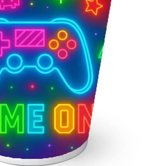 Copo de Papel Aniversário Festa Video Game Neon