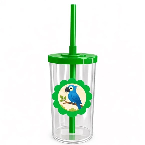 Copo Short Drink Flor Personalizado Arara Azul