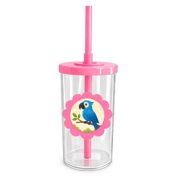 Copo Short Drink Flor Personalizado Arara Azul