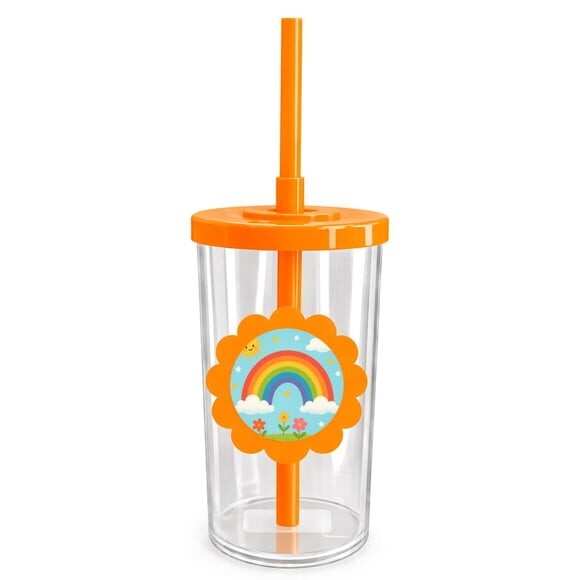 Copo Short Drink Flor Personalizado Arco-íris