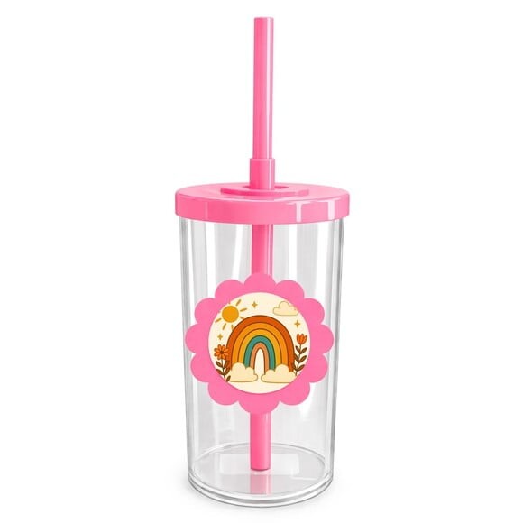 Copo Short Drink Flor Personalizado Arco-íris Boho