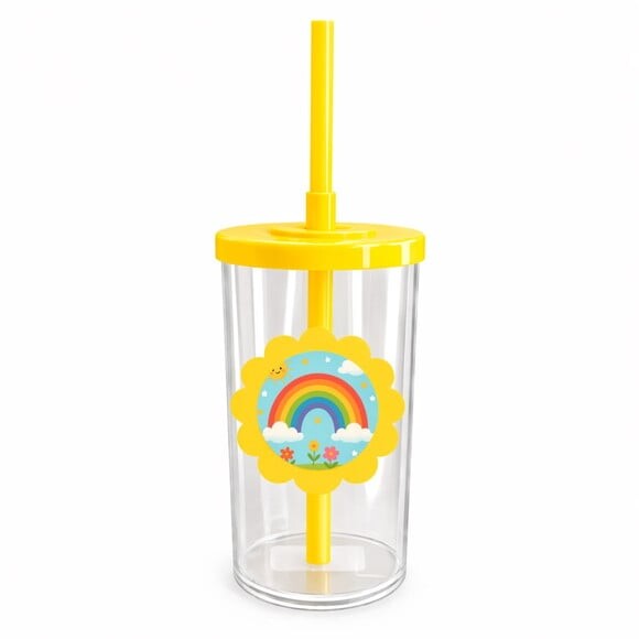 Copo Short Drink Flor Personalizado Arco-íris