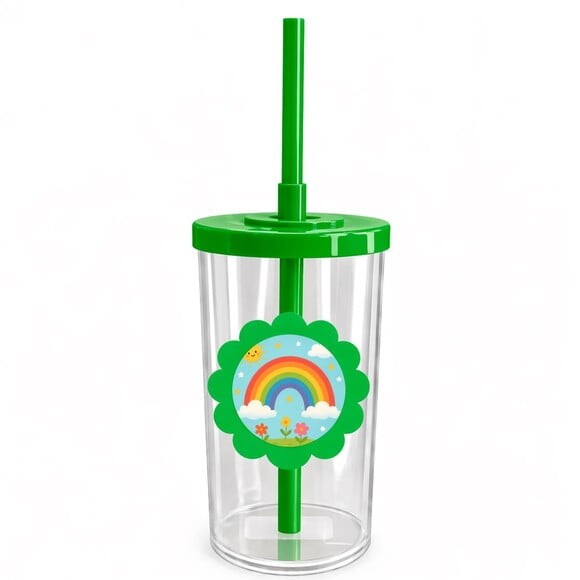Copo Short Drink Flor Personalizado Arco-íris