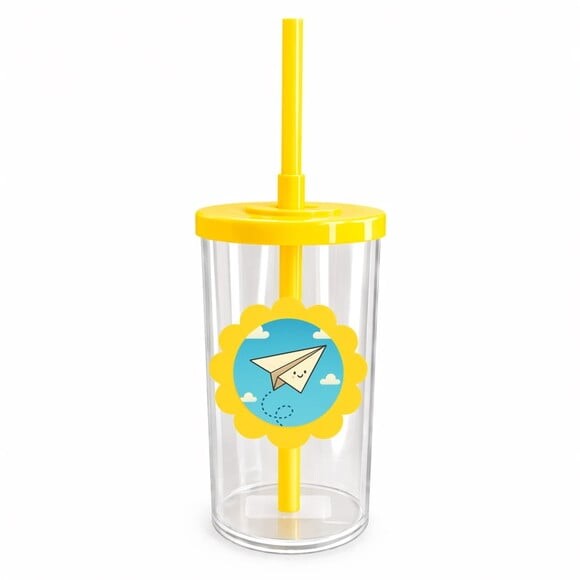 Copo Short Drink Flor Personalizado Aviãozinho de Papel