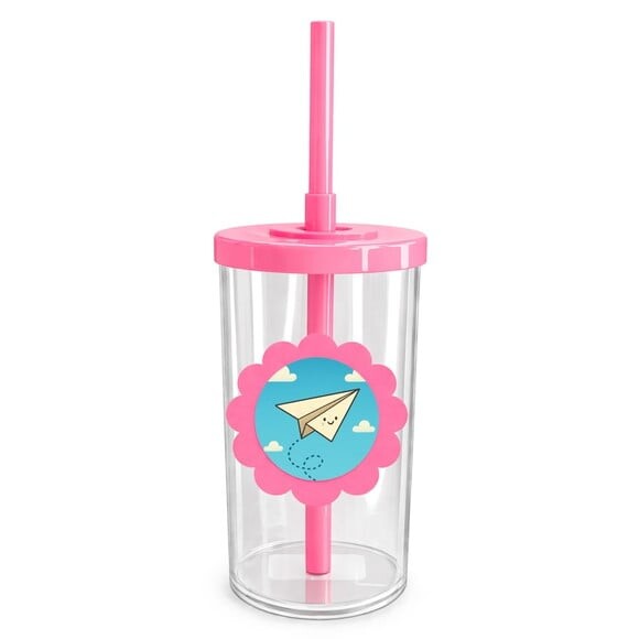 Copo Short Drink Flor Personalizado Aviãozinho de Papel