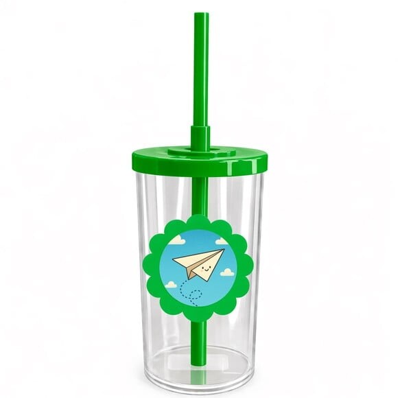 Copo Short Drink Flor Personalizado Aviãozinho de Papel