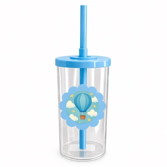 Copo Short Drink Flor Personalizado Balão de Ar Azul