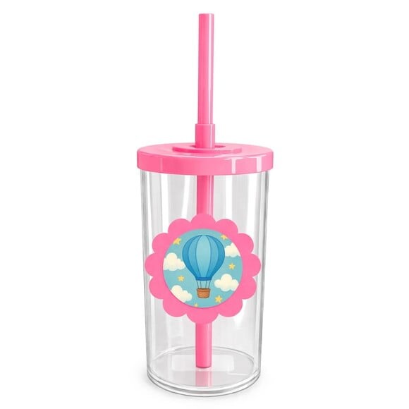 Copo Short Drink Flor Personalizado Balão de Ar Azul