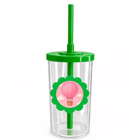 Copo Short Drink Flor Personalizado Balão de Ar Rosa