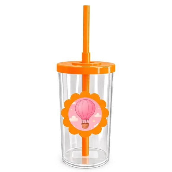 Copo Short Drink Flor Personalizado Balão de Ar Rosa