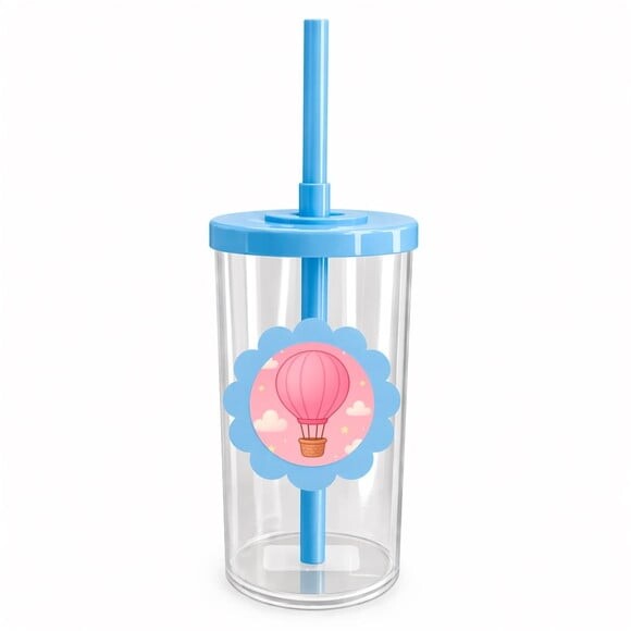 Copo Short Drink Flor Personalizado Balão de Ar Rosa