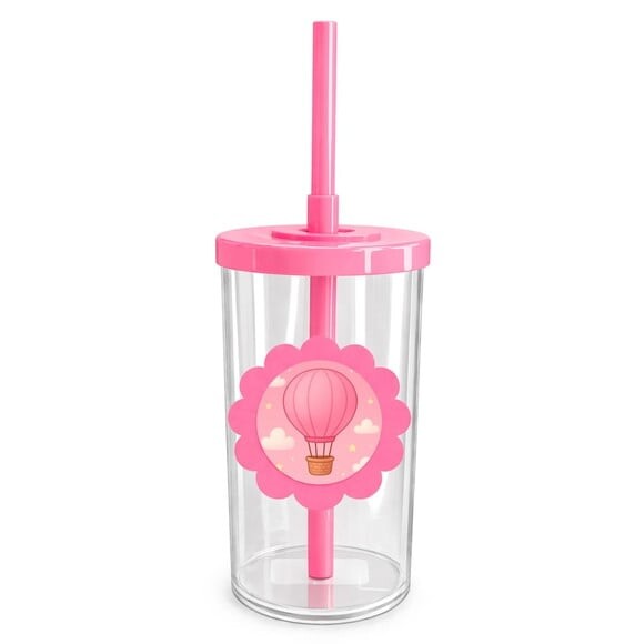Copo Short Drink Flor Personalizado Balão de Ar Rosa