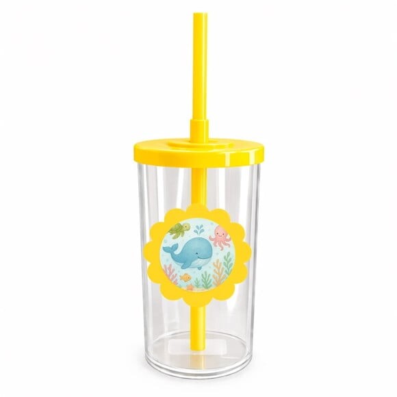 Copo Short Drink Flor Personalizado Baleia Aquarela