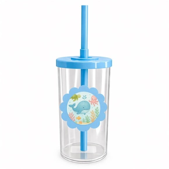 Copo Short Drink Flor Personalizado Baleia Aquarela